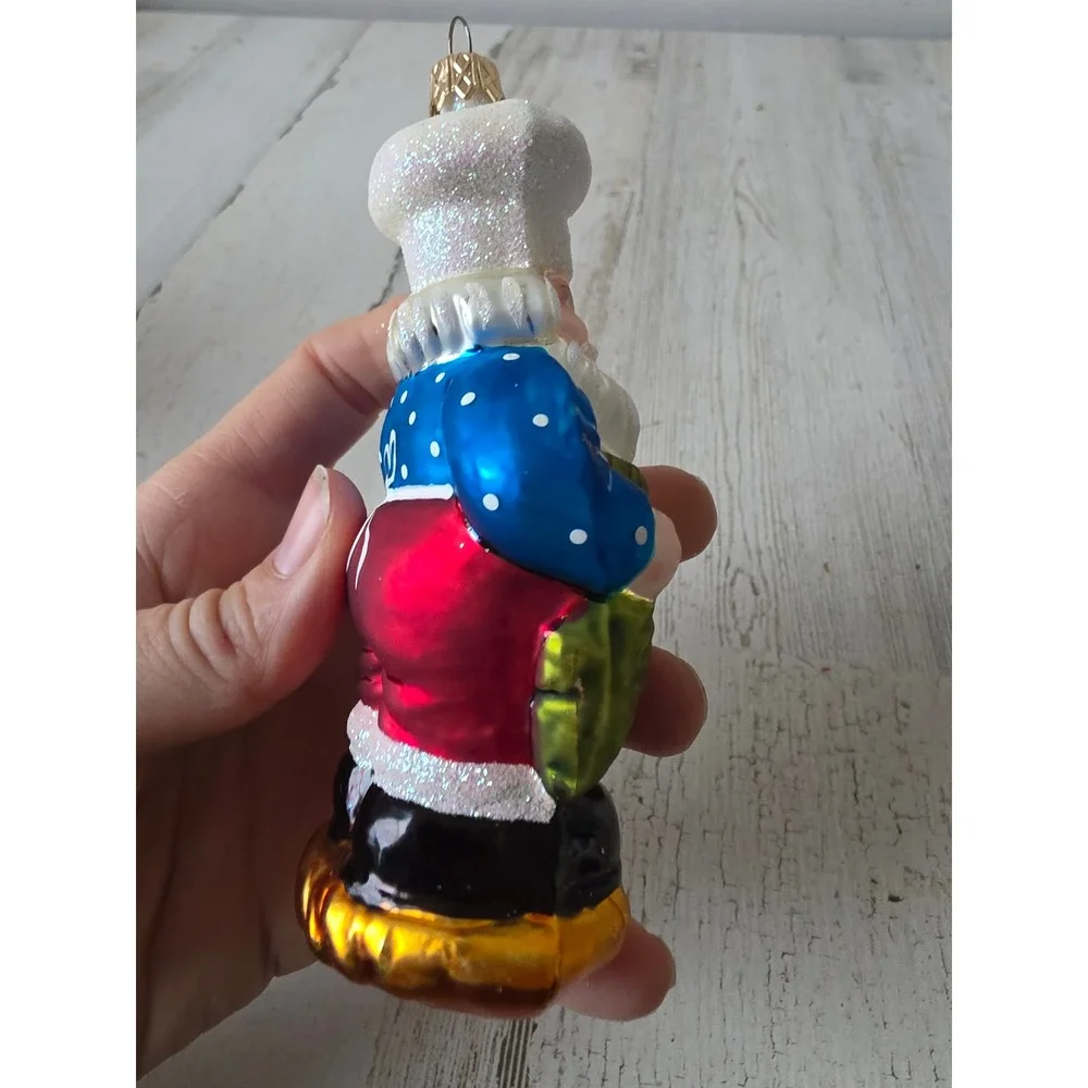Glitter baking Santa Baker cook‎ ornament glass Xmas tree